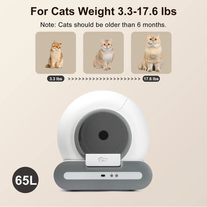 DOEL 65L Self-Cleaning Cat Litter Box App Control,