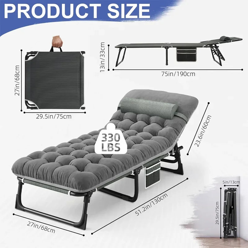 Camping Cot with Mattress, 4-Position, Portable Sleeping Cot for Camp, Beach