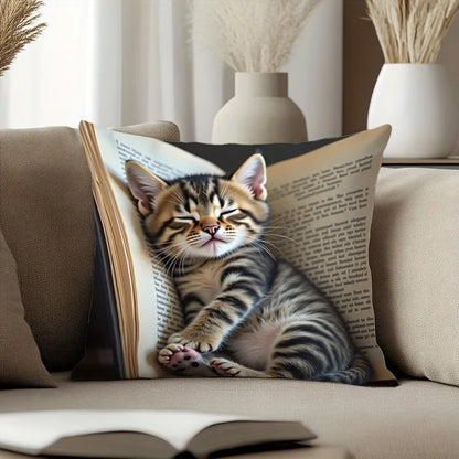 Cuddle Up with Our Adorable Kitten-in-Book Pillowcase! Sofa cushion cover,