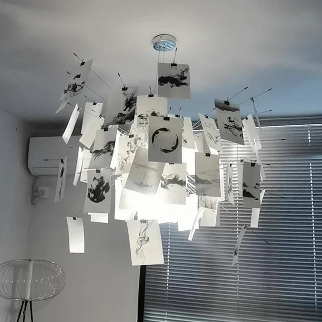 DIY Ingo Maurer Zettel Paper Ceiling Chandeliers for Living Room Kitchen Pendant Lights Hanging Lamp Shop Cafe Bar Decoration