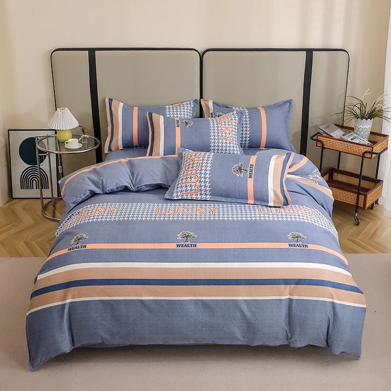 3 Pieces Luxury Striped Duvet Covers Soft Set Thickened Breathable Bedding Sets