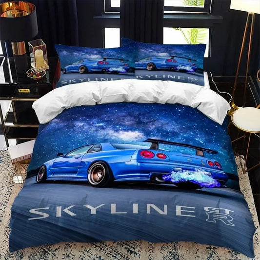 Luxury New 3D Print Sports Car Supercar Bedding Set