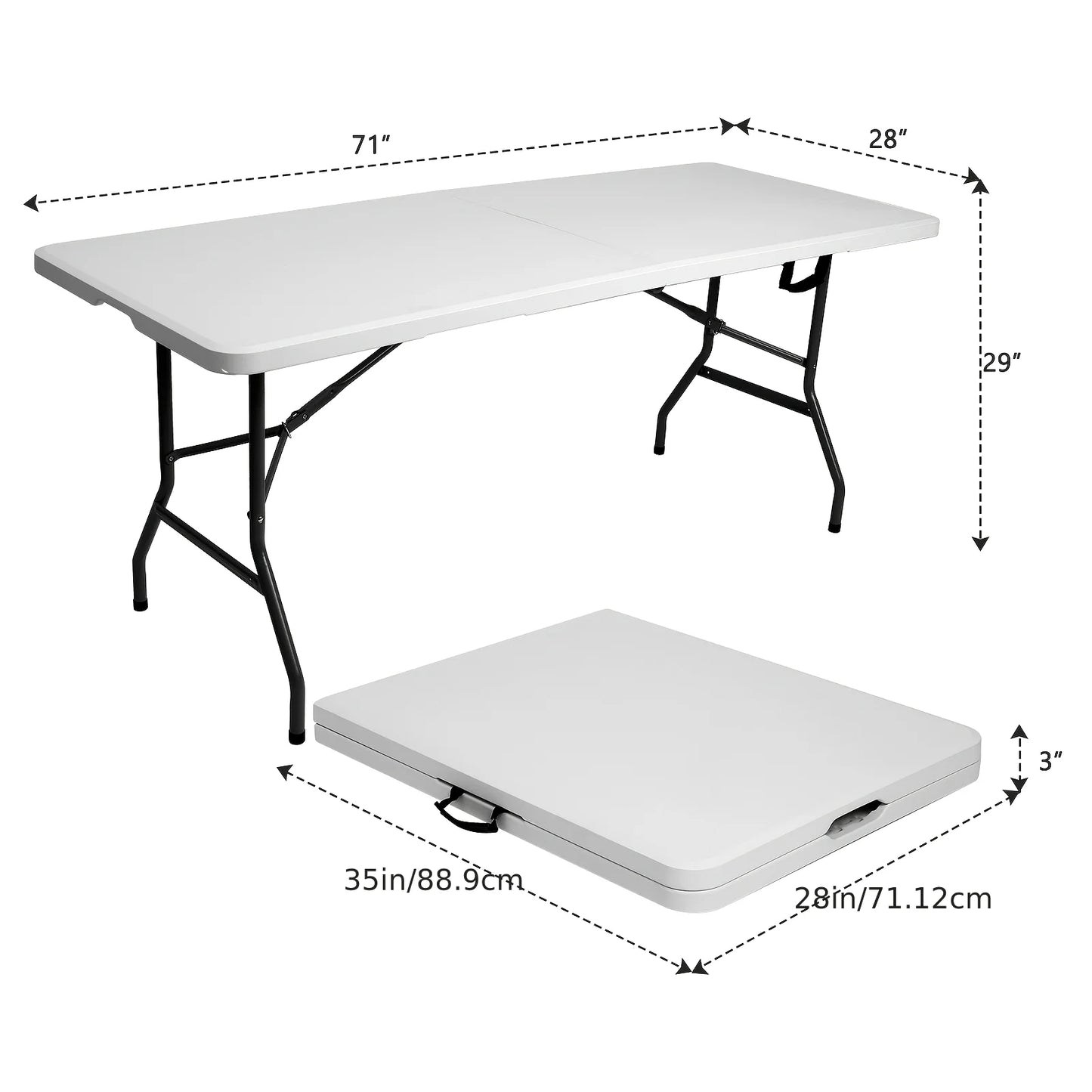 Extra-Large 6ft Waterproof Banquet Table - Heavy Duty Folding w/ Non-Slip Surface!