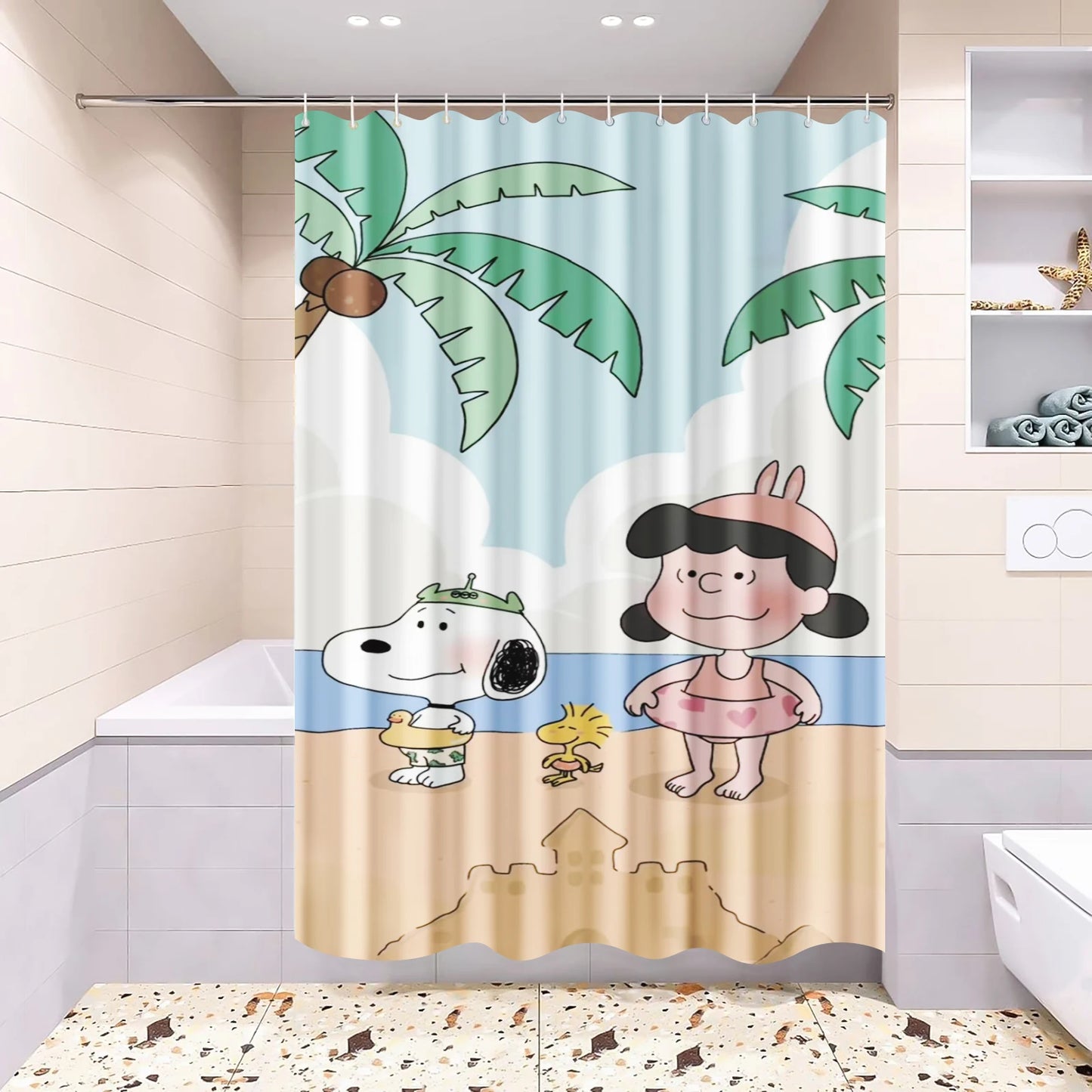 Snoopy Anime Shower Curtain, Bathroom Accessories