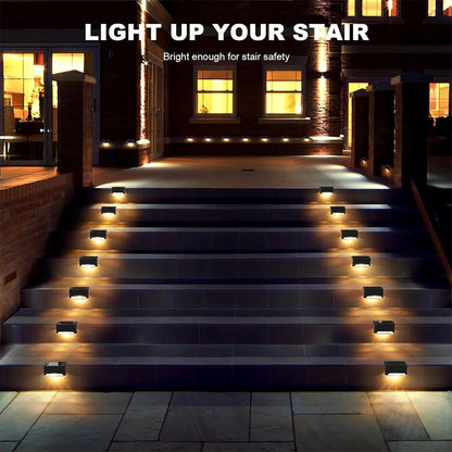 Warm White LED Solar Step Lamp Path Lights Waterproof Balcony, Patio Stair, Fence Light.