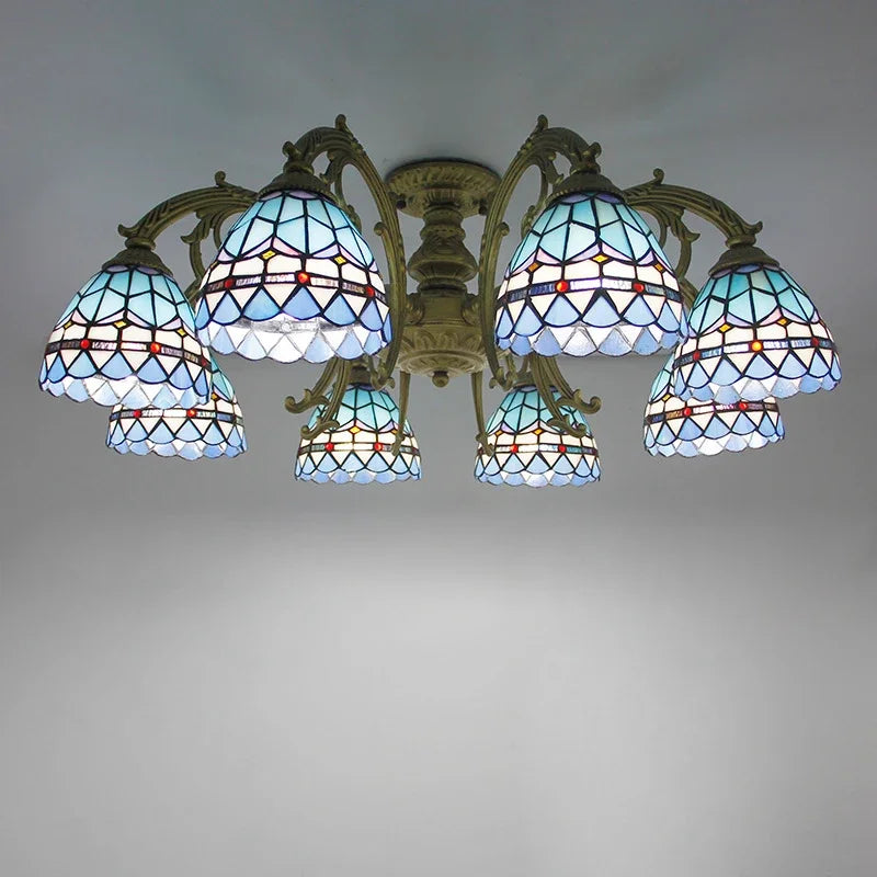 BROTHER Tiffany Chandelier LED American Retro Creativity Living Room Restaurant Bedroom Villa Hotel Cafe Bar Color Pendant Light