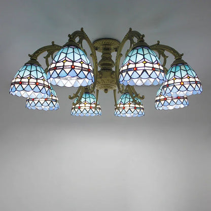 BROTHER Tiffany Chandelier LED American Retro Creativity Living Room Restaurant Bedroom Villa Hotel Cafe Bar Color Pendant Light