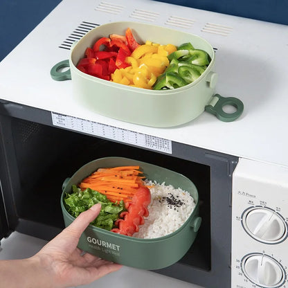 lunch box, stackable 3-layer food container, leak-proof portable, microwave safe