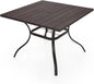 Outdoor Dining Table with 1.6 Umbrella Hole, Picnic Table Brown Plastic