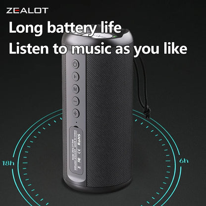 Portable 10W Wireless Speaker with Dual Pairing 1800mAh Battery 24 Hours Playtime Loud Stereo Booming Bass
