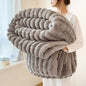 Solid Thickened Wide Striped Flannel Multifunctional Blanket