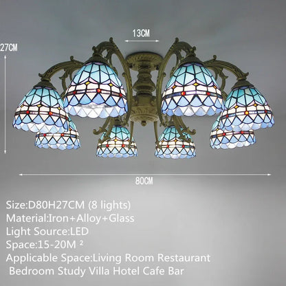BROTHER Tiffany Chandelier LED American Retro Creativity Living Room Restaurant Bedroom Villa Hotel Cafe Bar Color Pendant Light