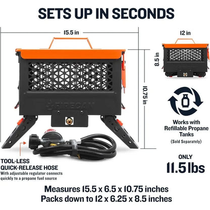 Portable Propane Fire Pit Iniki Fire Can with Hose and Adjustable Regulator
