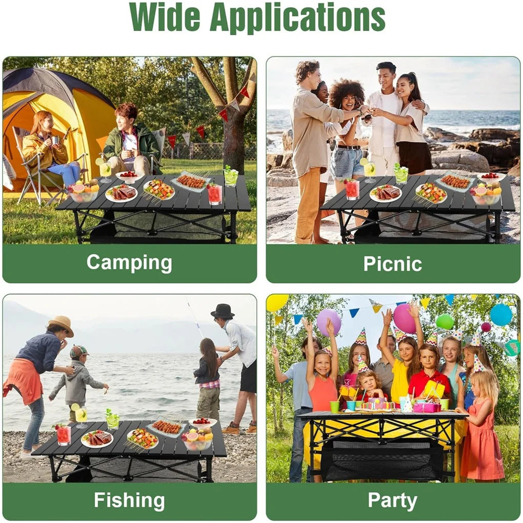 1pc Camping Table That Fold up Lightweight, Aluminum Folding Table Roll Up Table with Easy Carrying Bag for Indoor, Outdoor,