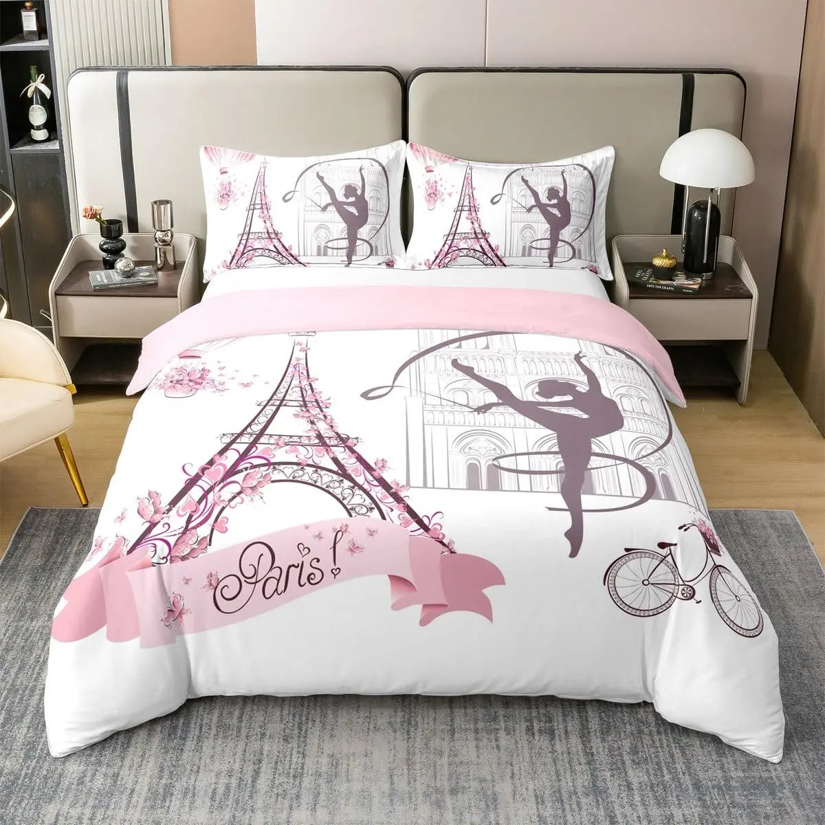 Gymnastics Duvet Cover for Kids Teens Girls Queen Lightweight Quilt Covers