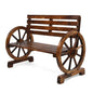 41" Rustic Wooden Outdoor Bench 2-Person Wagon Wheel Slatted Seat