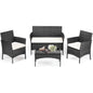 JHK 4 Piece Outdoor Patio Furniture Set with Soft Cushion and Glass Table