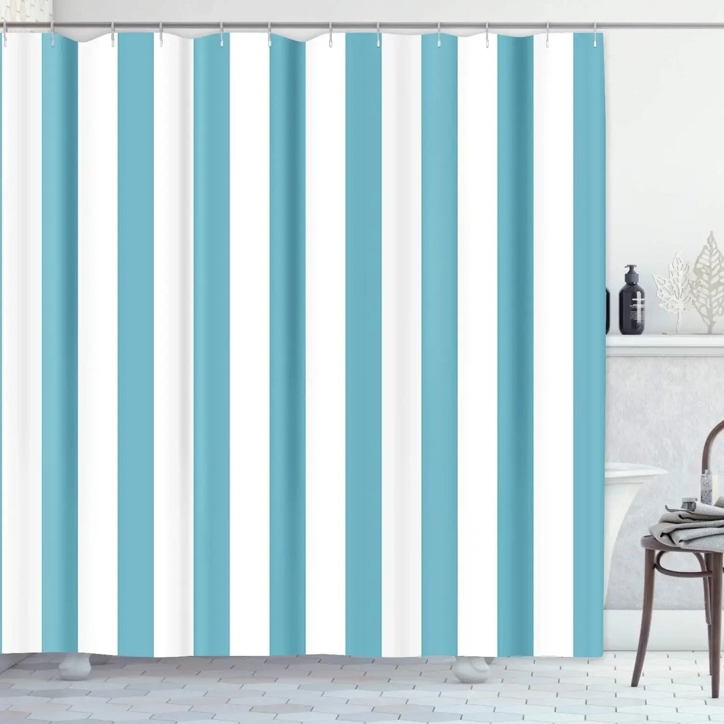 Striped Shower Curtain, Colorful White Modern Fashion