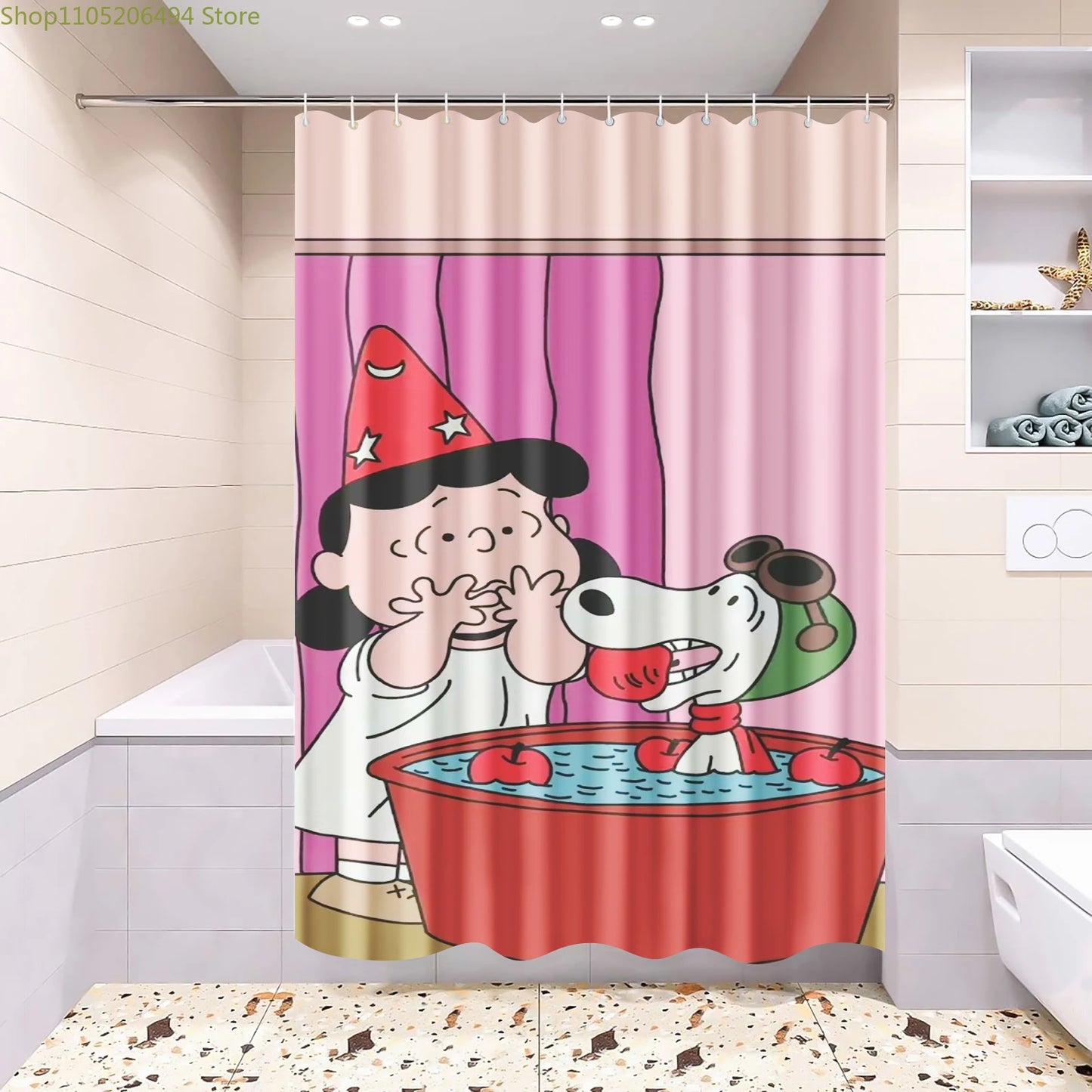 Snoopy Anime Shower Curtain, Bathroom Accessories