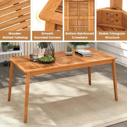 Outdoor Acacia Wood Dining Table for 6 People, 67” x 35”