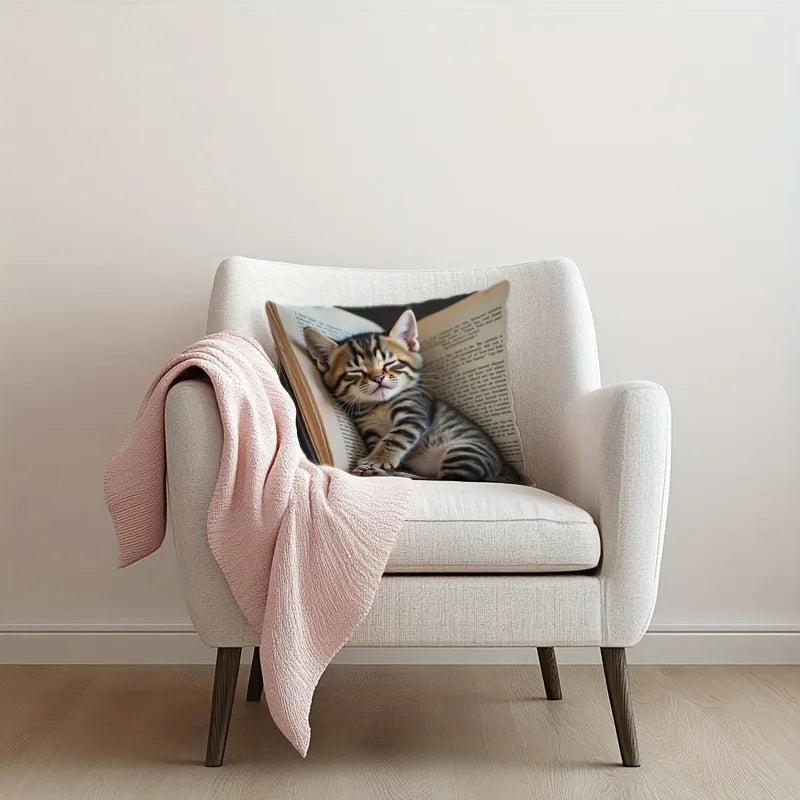 Cuddle Up with Our Adorable Kitten-in-Book Pillowcase! Sofa cushion cover,