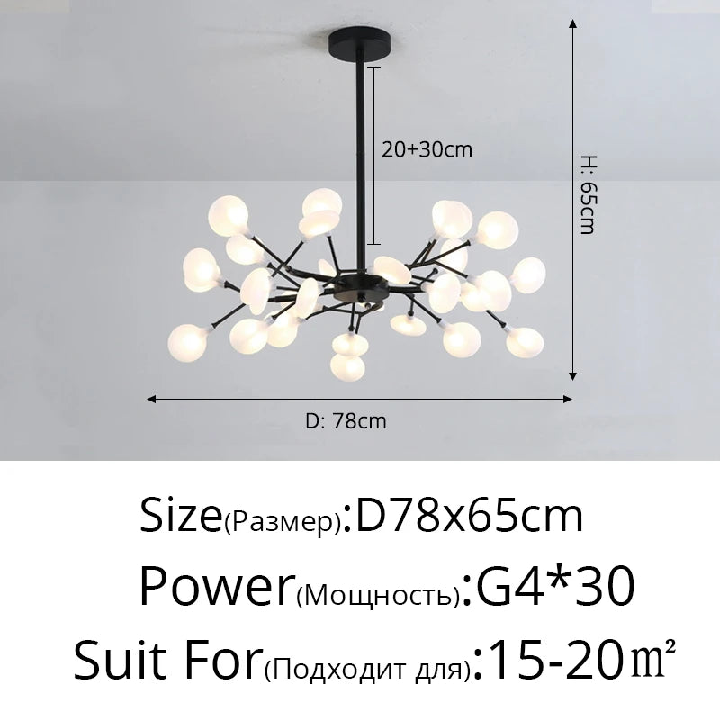 Branch Shape Firefly Ceiling Chandelier for House Baby Kid  Living Room Bedroom Decor G4 Led Lighting Indoor Hanging Lamp