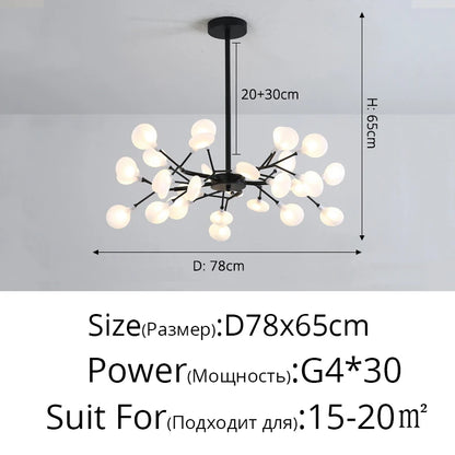 Branch Shape Firefly Ceiling Chandelier for House Baby Kid  Living Room Bedroom Decor G4 Led Lighting Indoor Hanging Lamp