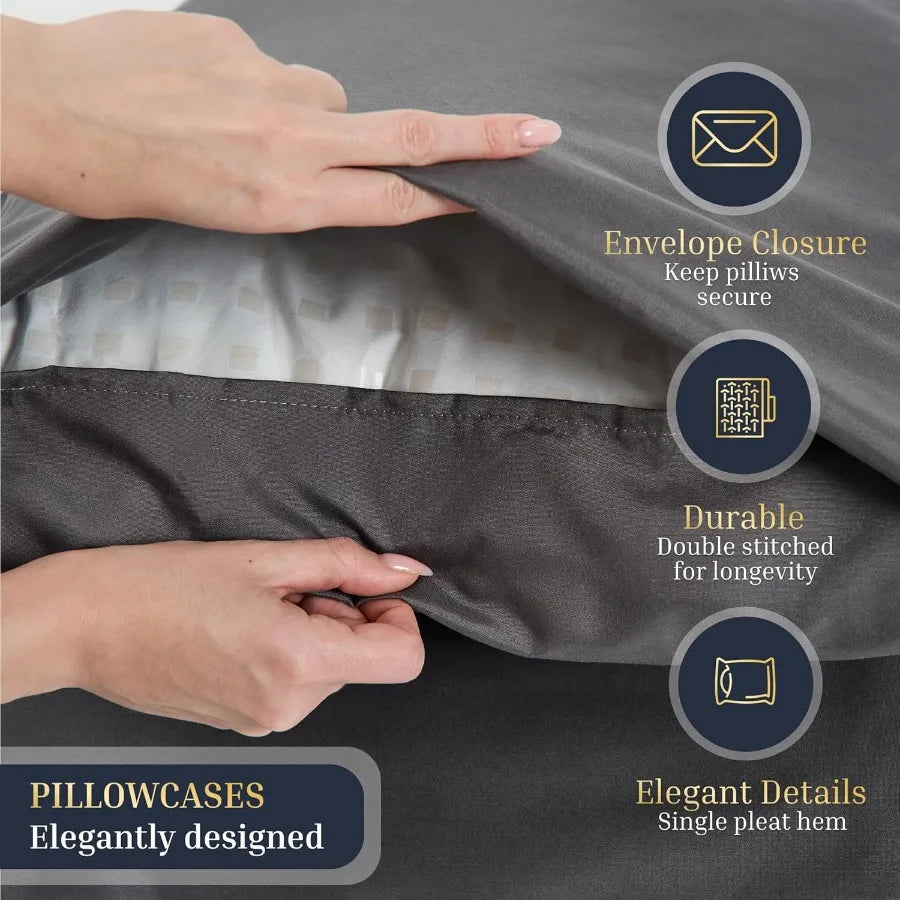 Bed Sheet Set Queen Size 4 Pieces for Modern Bedrooms Includes Flat Sheet 90x102 inch Fitted Sheet 60x80 inch Two Pillowcases 2
