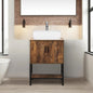 Rustic Brown 24" Bathroom Vanity & Cabinet Set w/ Shelf & Vessel Sink