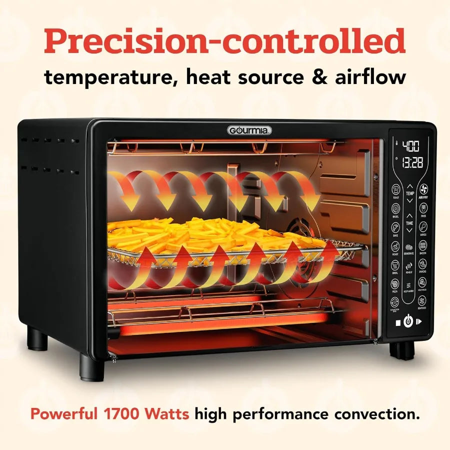 Large 24L Capacity Toaster Oven Air Fryer Combo W / 17 Cooking Presets & 1700W