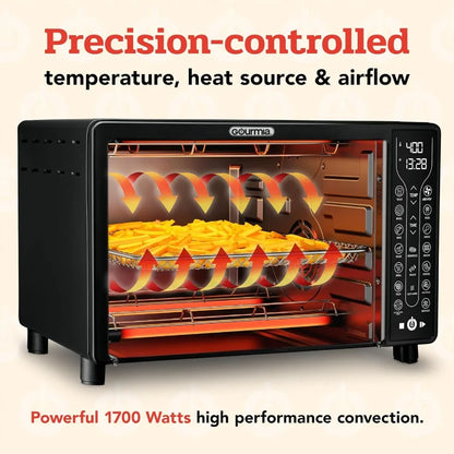 Large 24L Capacity Toaster Oven Air Fryer Combo W / 17 Cooking Presets & 1700W
