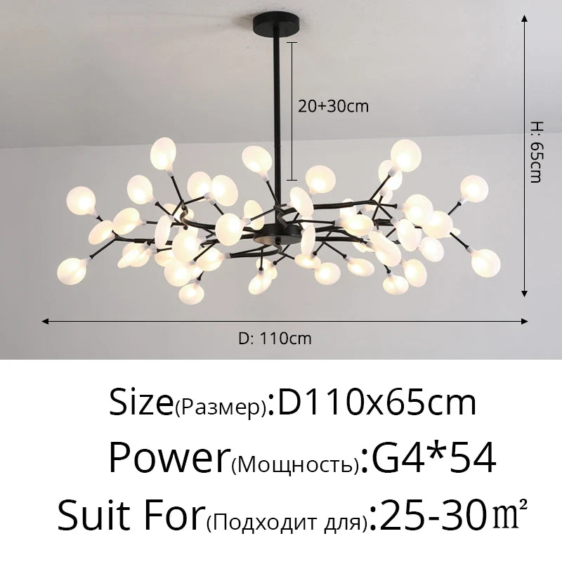 Branch Shape Firefly Ceiling Chandelier for House Baby Kid  Living Room Bedroom Decor G4 Led Lighting Indoor Hanging Lamp