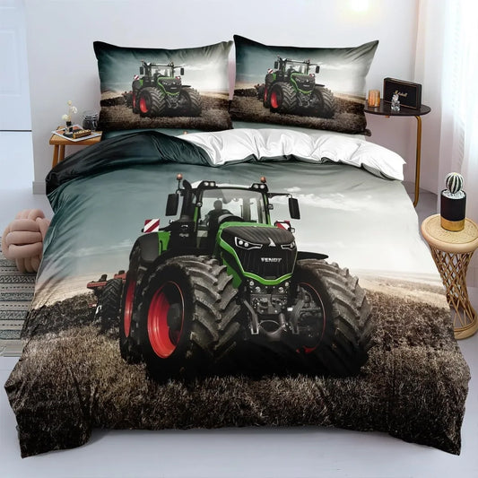 3D Printing Tractor Bedding Set Boys Tractors Duvet Cover Set with Pillowcase