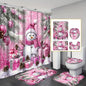 1pcs Christmas Snowman Family Shower Curtain Set