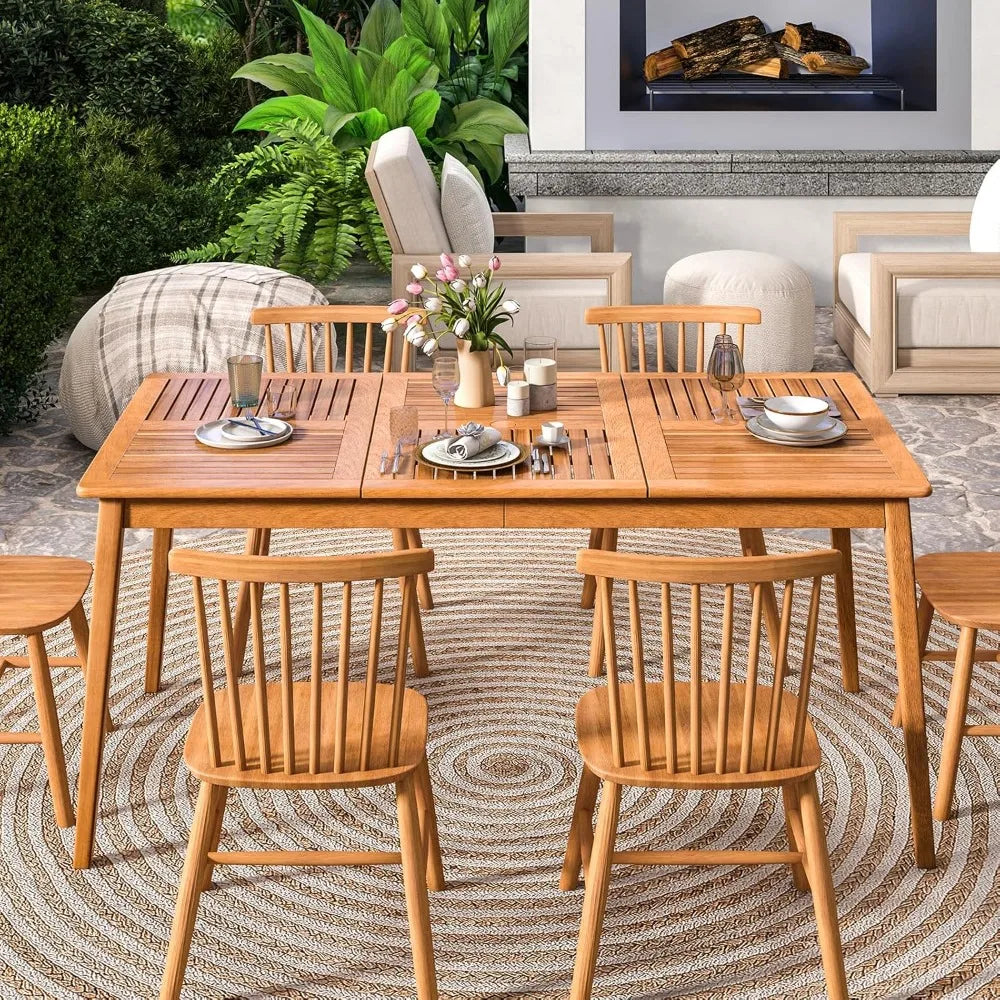 Outdoor Acacia Wood Dining Table for 6 People, 67” x 35”