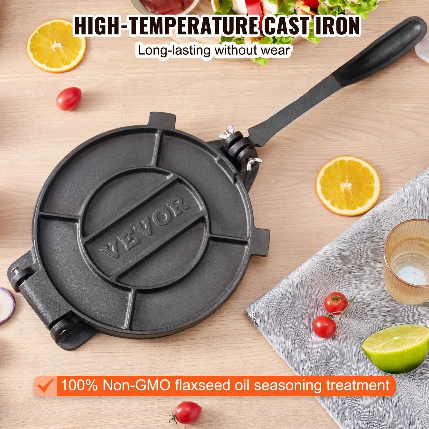 Tortilla Press, 8 Inch, Cast-Iron Heavy-Duty