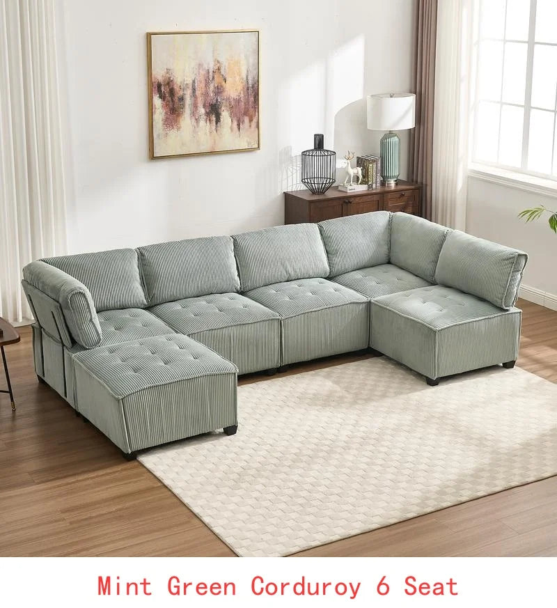 Modular Sectional Sofa U-Shaped Couch with Reversible Chaise, 6-Seat