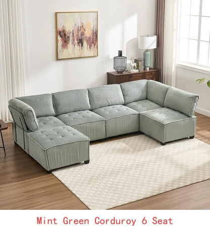 Modular Sectional Sofa U-Shaped Couch with Reversible Chaise, 6-Seat