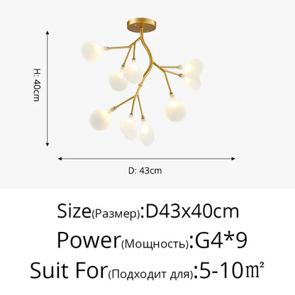 Branch Shape Firefly Ceiling Chandelier for House Baby Kid  Living Room Bedroom Decor G4 Led Lighting Indoor Hanging Lamp