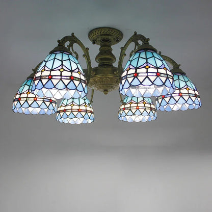 BROTHER Tiffany Chandelier LED American Retro Creativity Living Room Restaurant Bedroom Villa Hotel Cafe Bar Color Pendant Light