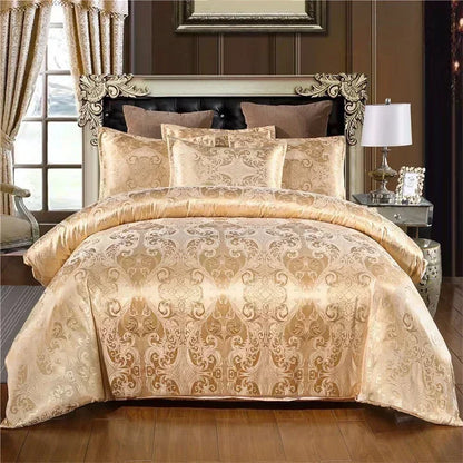Luxury Satin Jacquard Single Double Duvet Cover Set High End European Wedding