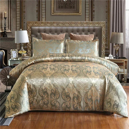 Luxury Satin Jacquard Single Double Duvet Cover Set High End European Wedding